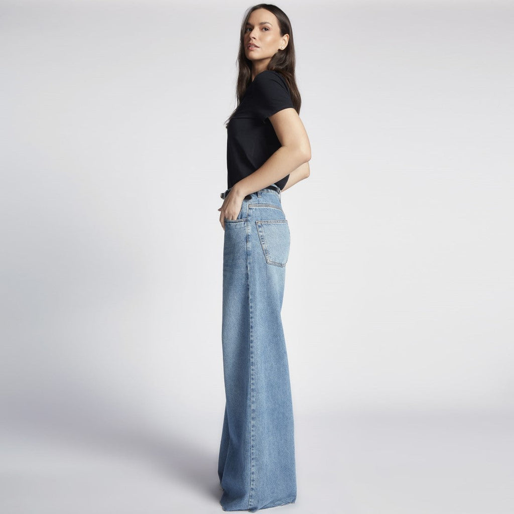 Calça Jeans Feminina Wide Leg Cintura Alta INV-607