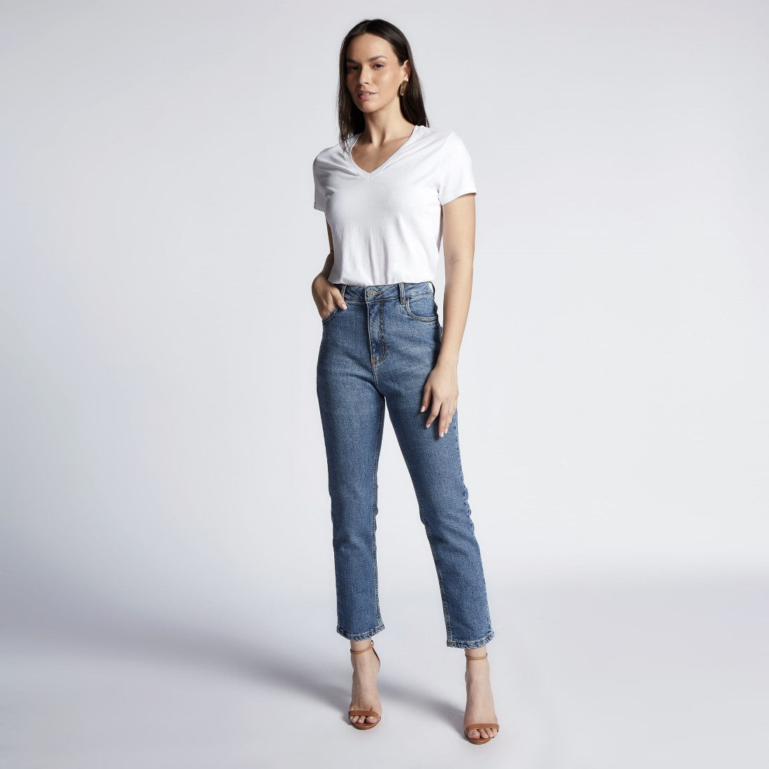 Calça Jeans Feminina Elastano Slim INV-5005/1