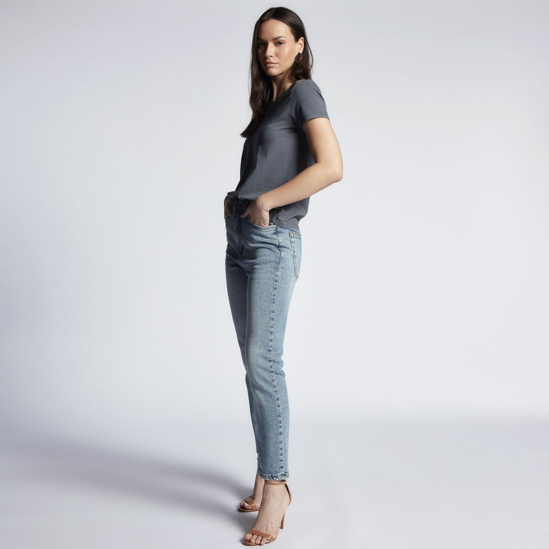 Calça Jeans Feminina Elastano Slim Lavagem Clara INV-5005/2