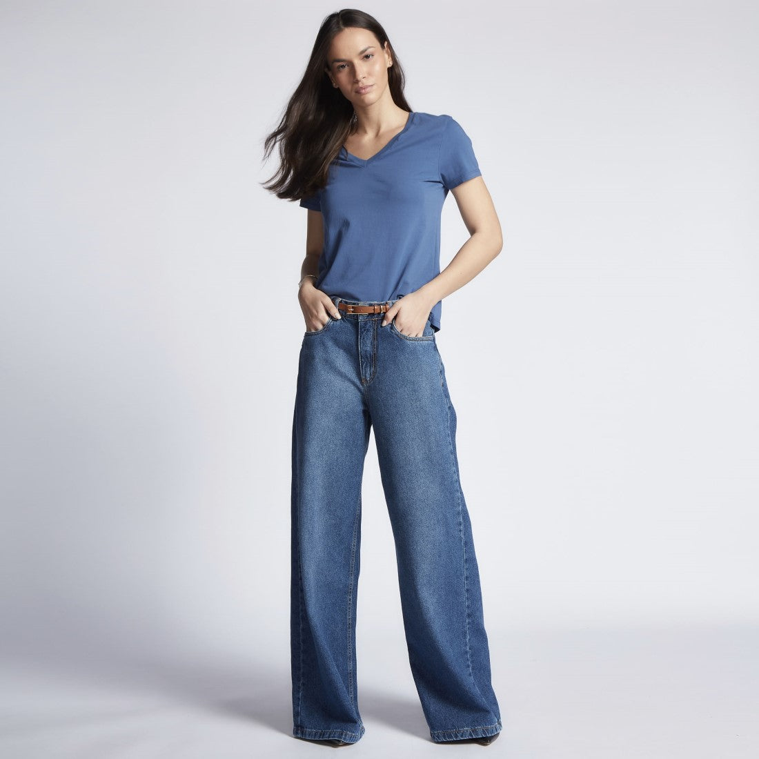 Camiseta Malha Feminina Azul T-shirt Honey be VT-002/3