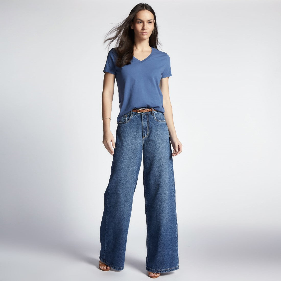 Camiseta Malha Feminina Azul T-shirt Honey be VT-002/3