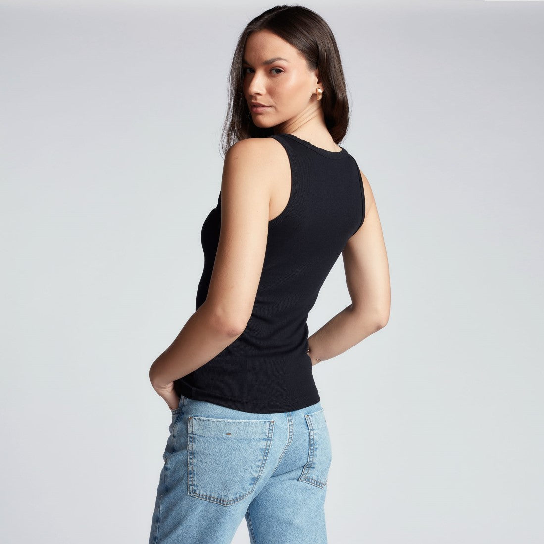 Regata Viscose Feminina Canelada Elastano Preta 1315E7520/1