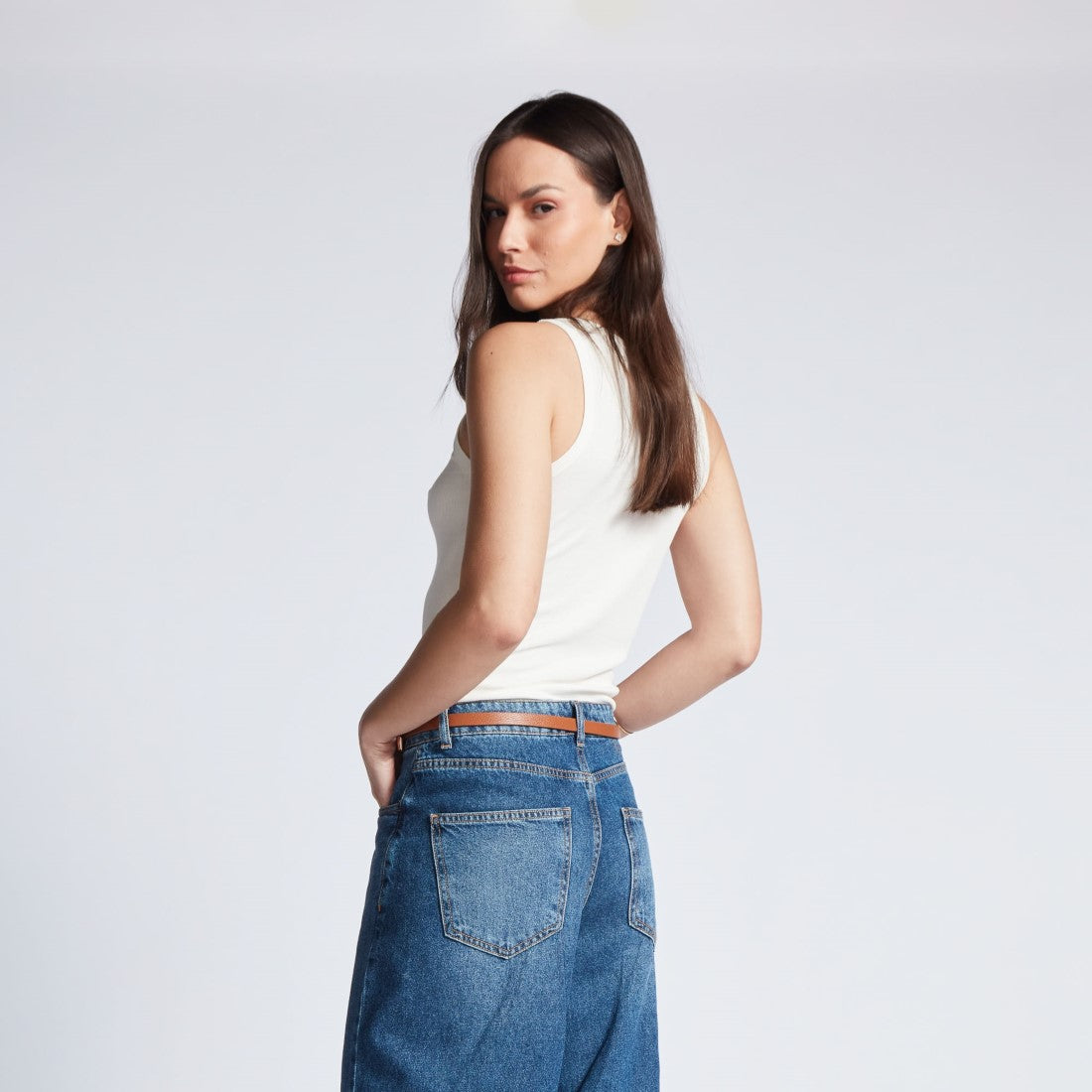 Regata Viscose Feminina Canelada Elastano Off-White 1315E7520/2