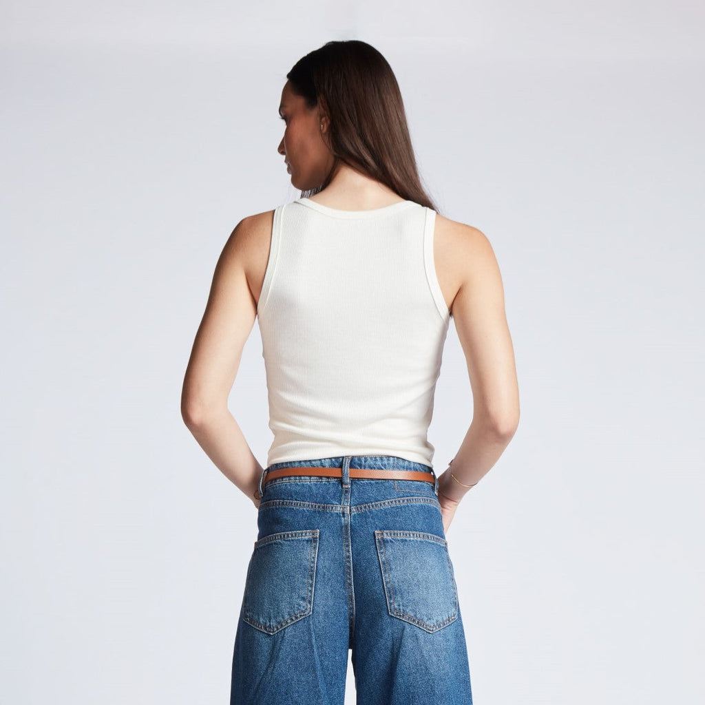 Regata Viscose Feminina Canelada Elastano Off-White 1315E7520/2