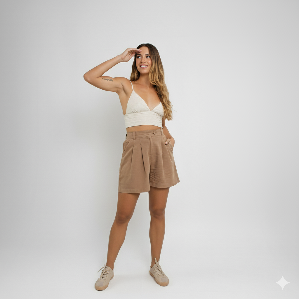 Bermuda Feminina de Alfaiataria em Linho com Seda BD213