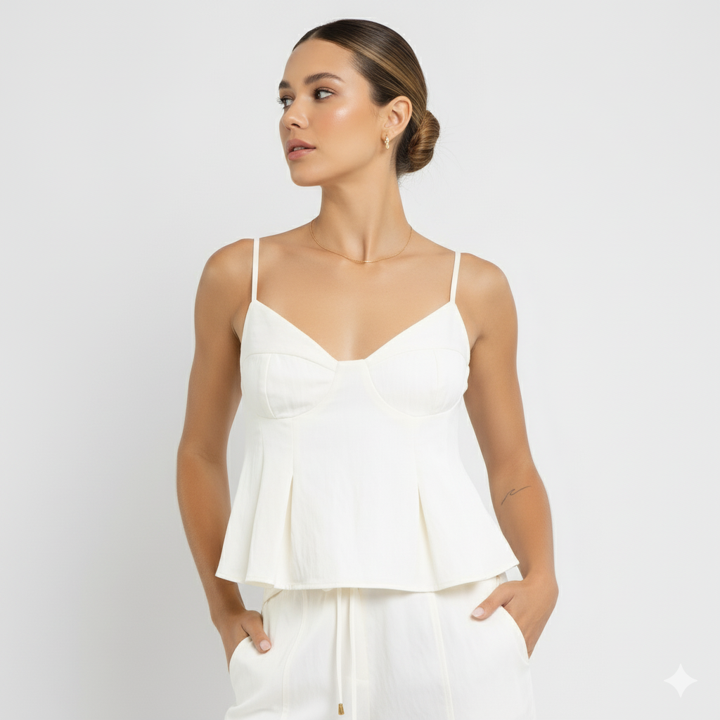 Blusa Feminina de Alças Finas Estruturada em Poliamida com Viscose BL613