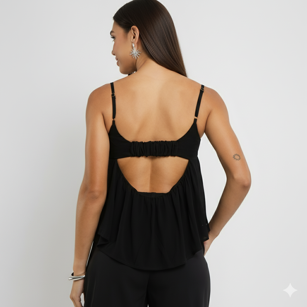 Blusa Feminina de Alças Finas com Bojo Estruturado – Tecido Fluido de Viscose BL617