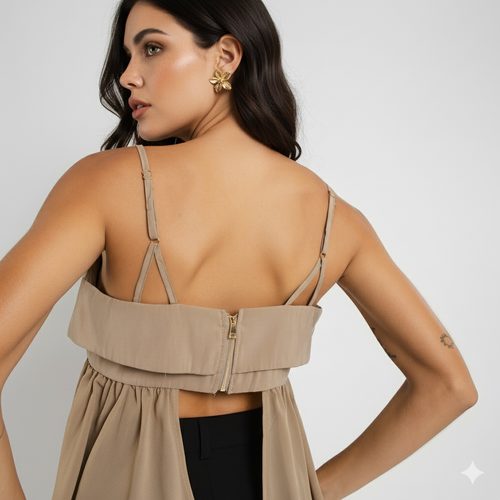 Blusa Feminina de Alças Finas em Viscose – Tecido Fluido BL614