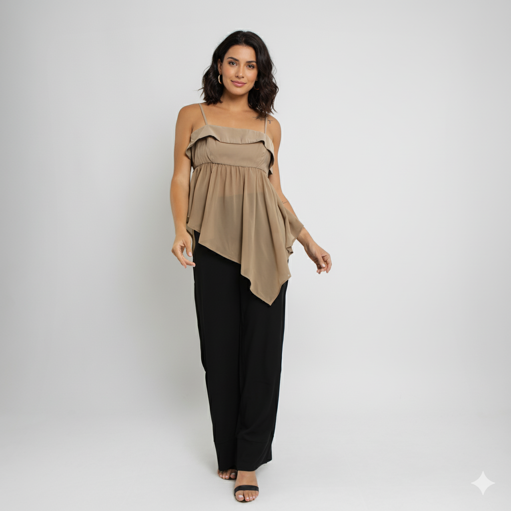 Blusa Feminina de Alças Finas em Viscose – Tecido Fluido BL614