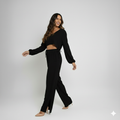 Calça Wide Leg Feminina em Viscose – Elástico na Cintura e Fenda Lateral LG2373