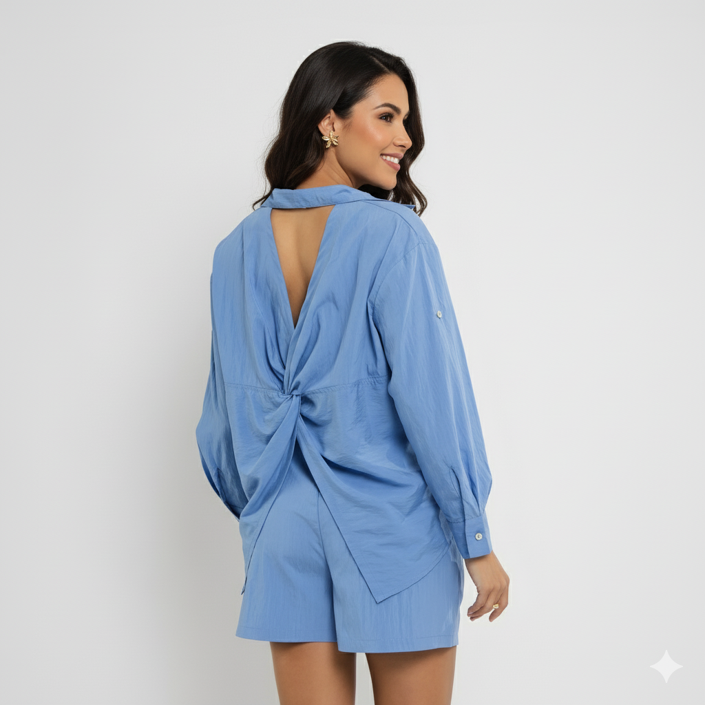 Camisa Feminina em Lioncel – Alfaiataria Leve com Recorte nas Costas CT869