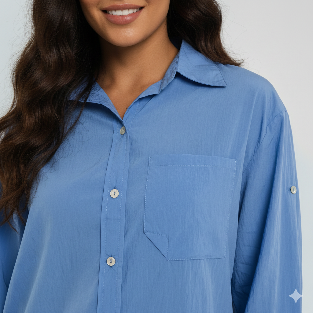 Camisa Feminina em Lioncel – Alfaiataria Leve com Recorte nas Costas CT869