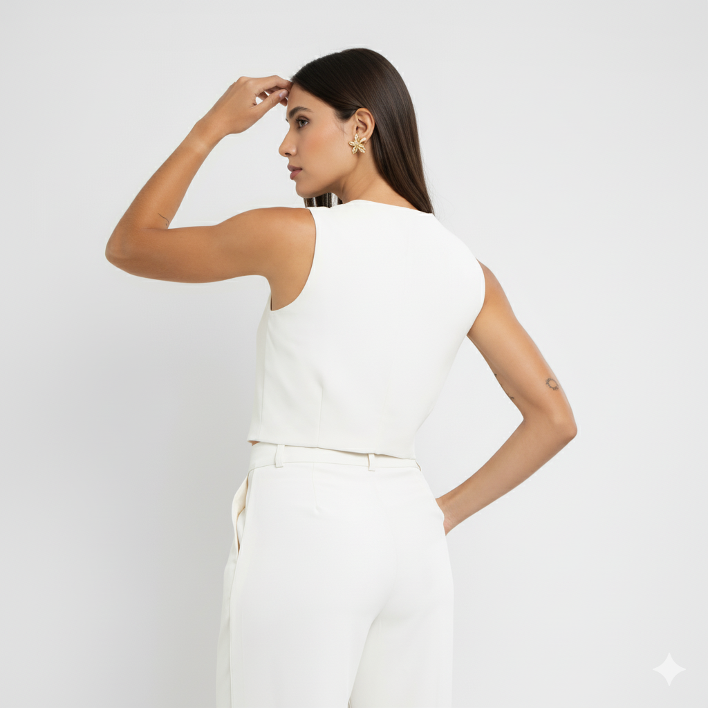 Colete Feminino de Alfaiataria com Elastano – Tecido Estruturado CS123