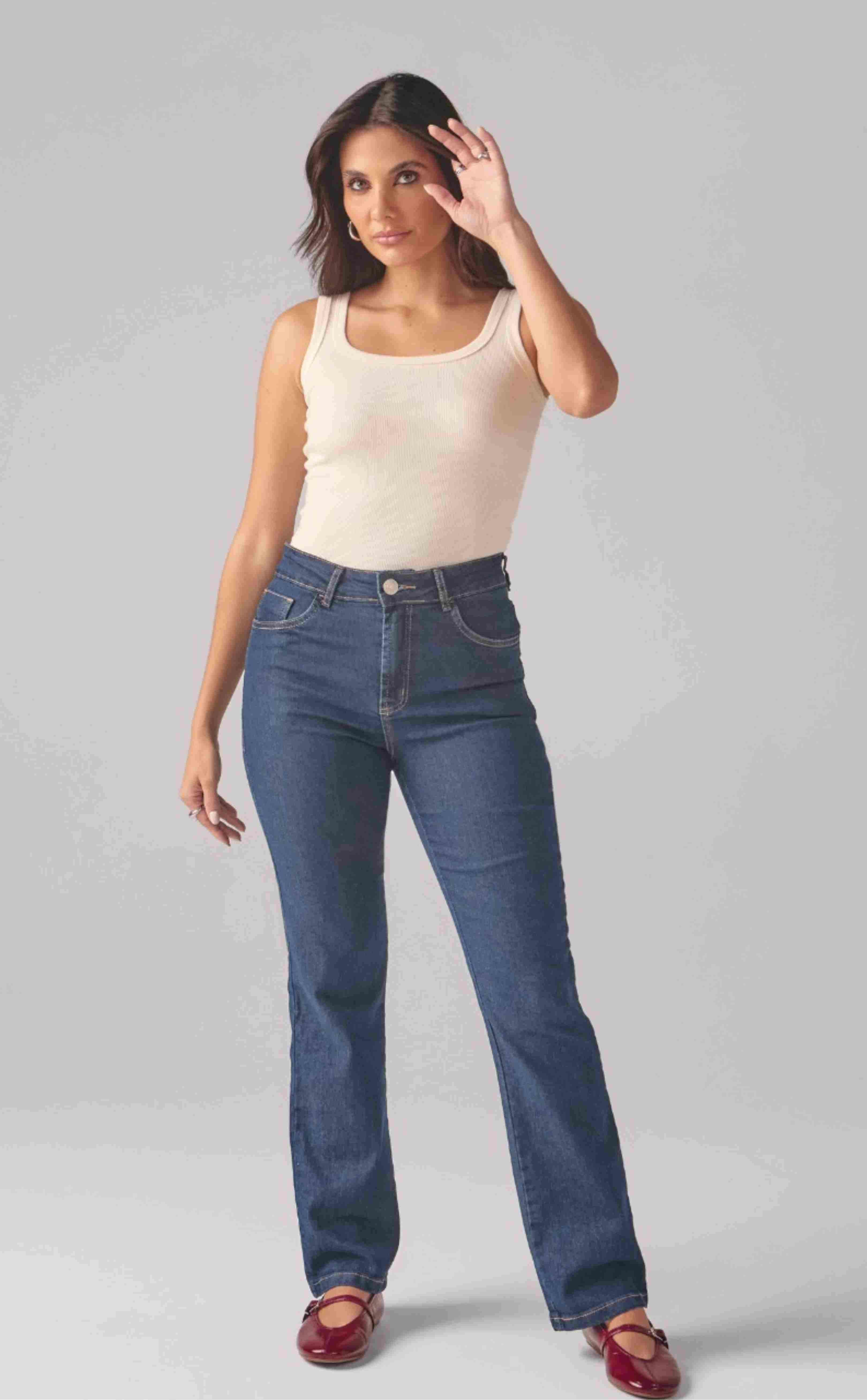 CALCA RETA FEMININO ESCURO