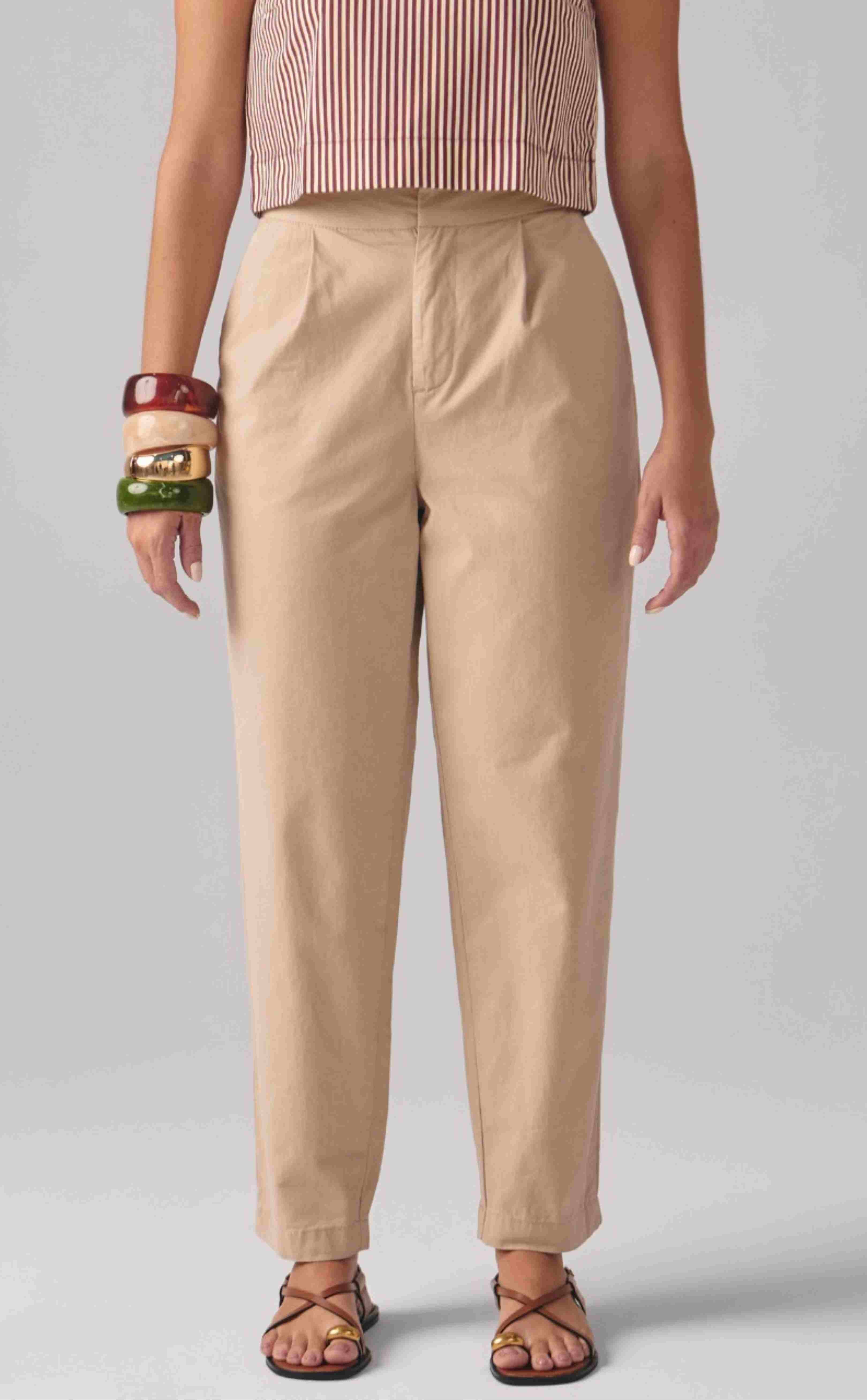 CALÇA CARROT FEMININO AREIA