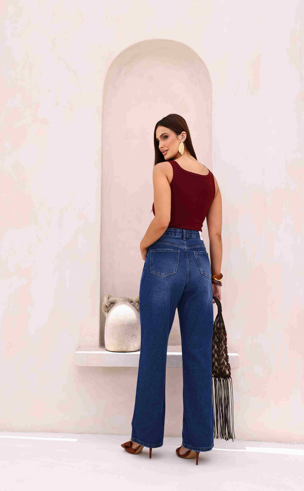 CALÇA WIDE LEG FEMININA ESCURO