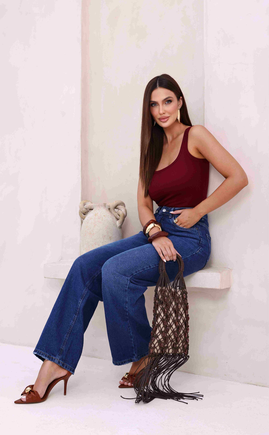 CALÇA WIDE LEG FEMININA ESCURO