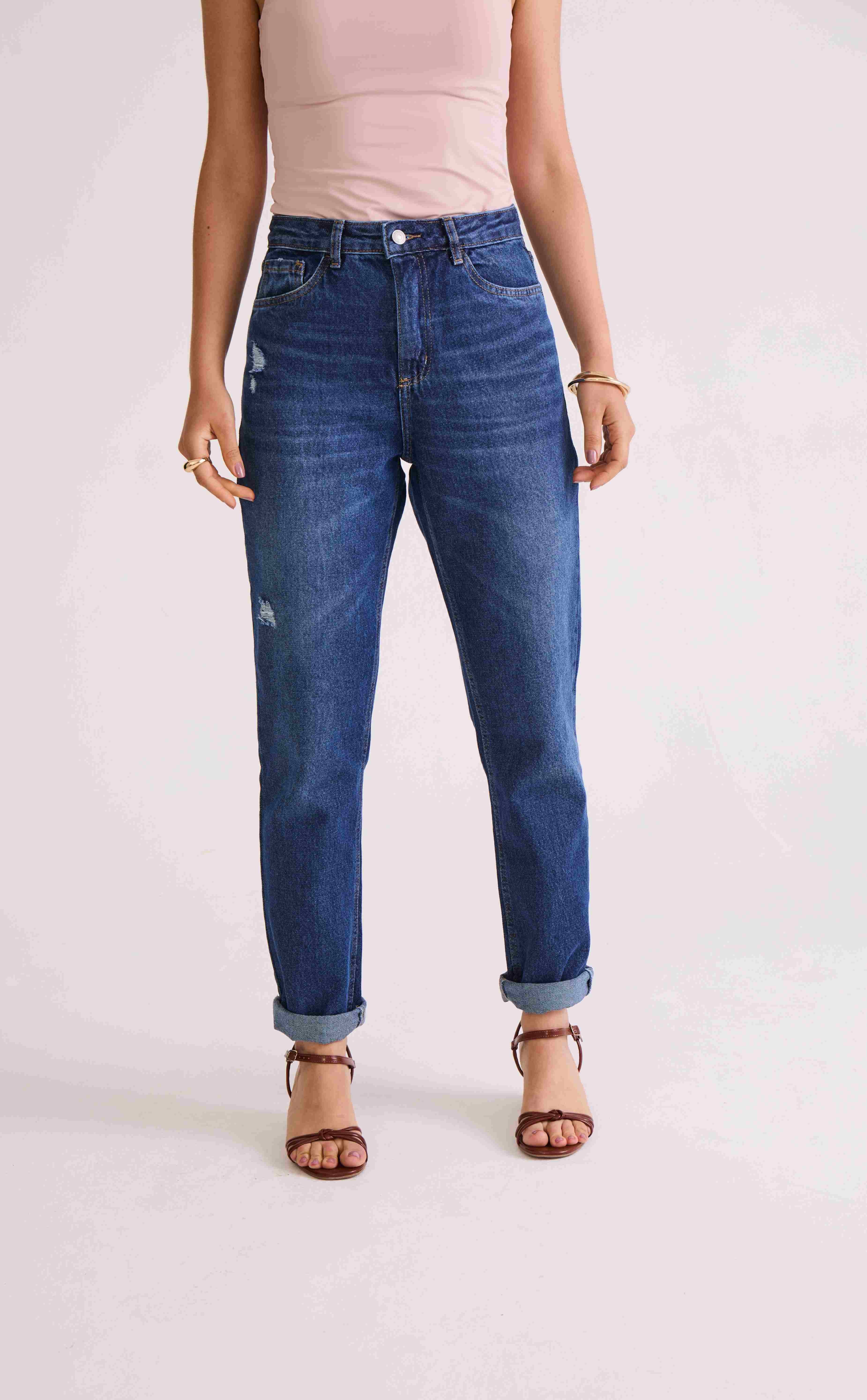 CALÇA RETA FEMININA ESCURO