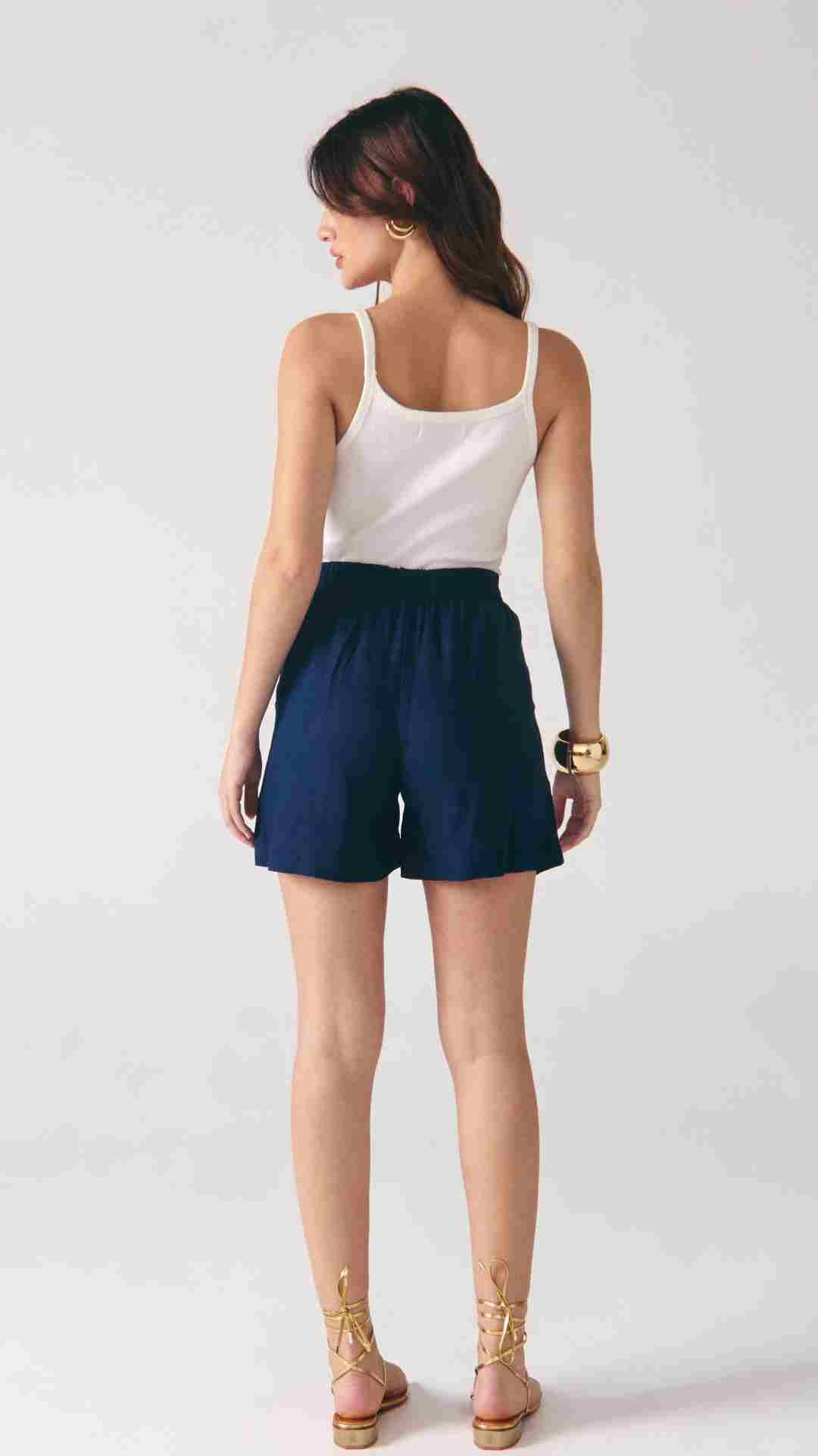 SHORTS ALFAIATARIA FEMININO MARINHO 19-4013