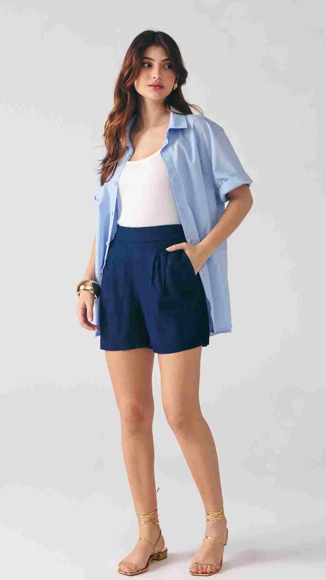 SHORTS ALFAIATARIA FEMININO MARINHO 19-4013