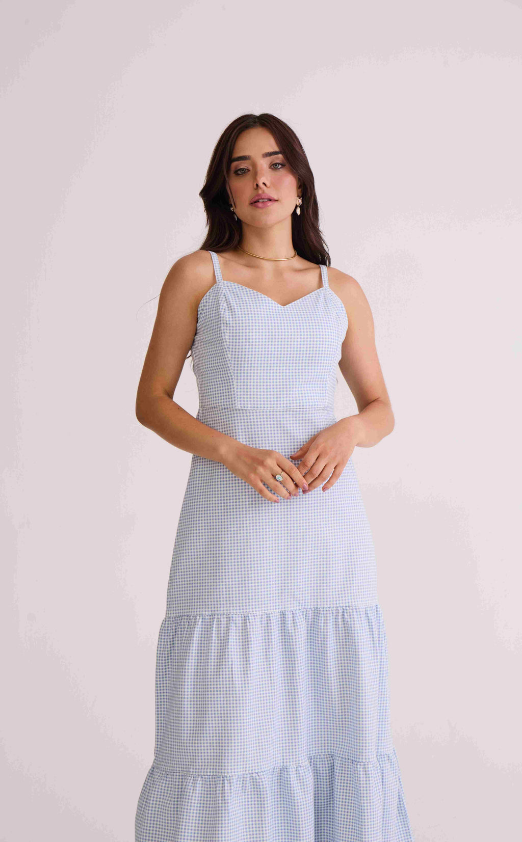 VESTIDO MIDI MARIAS VICHY AZUL