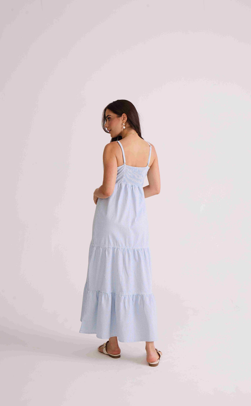 VESTIDO MIDI MARIAS VICHY AZUL