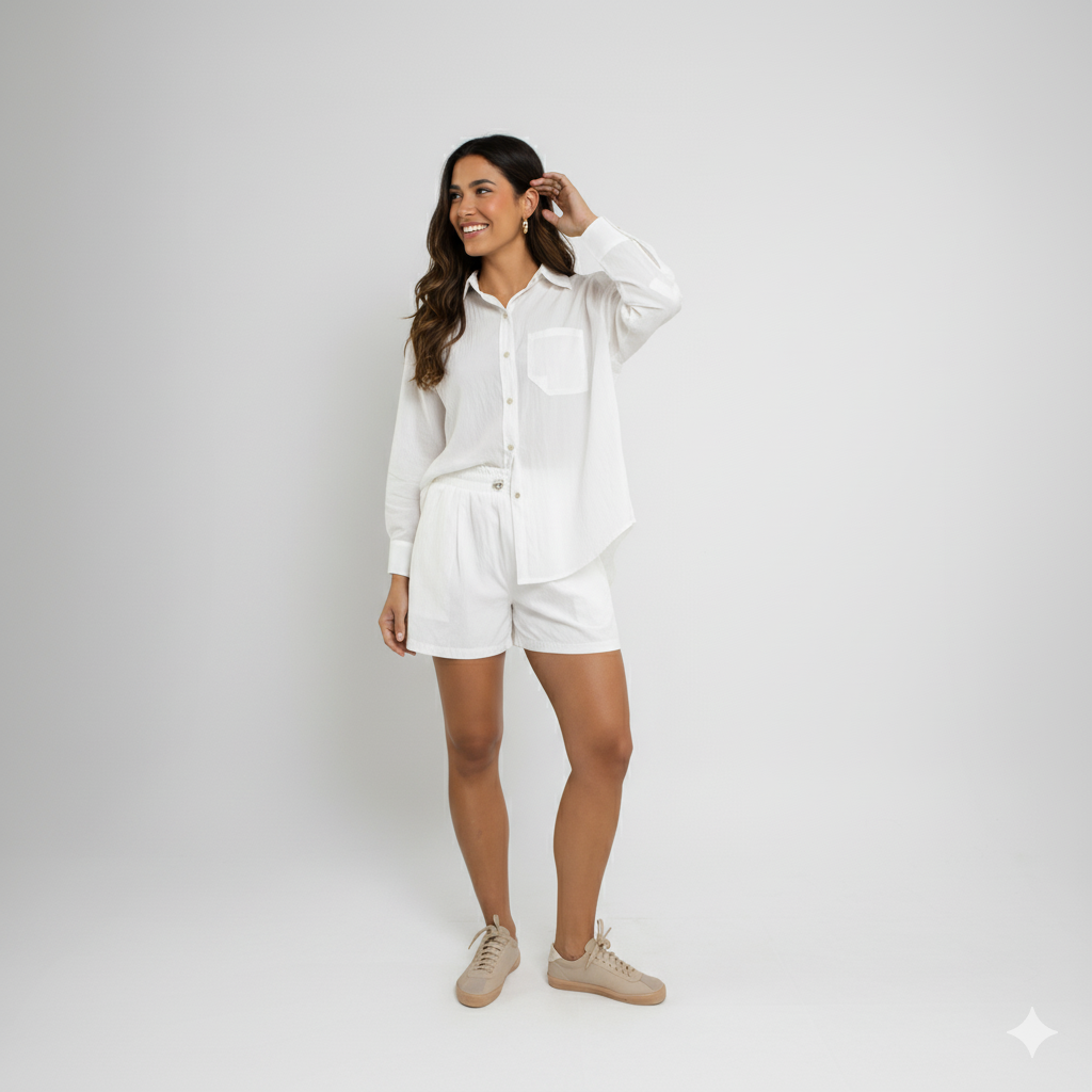 Short Feminino em Lioncel – Cintura Elástica e Corte de Alfaiataria Leve SH813