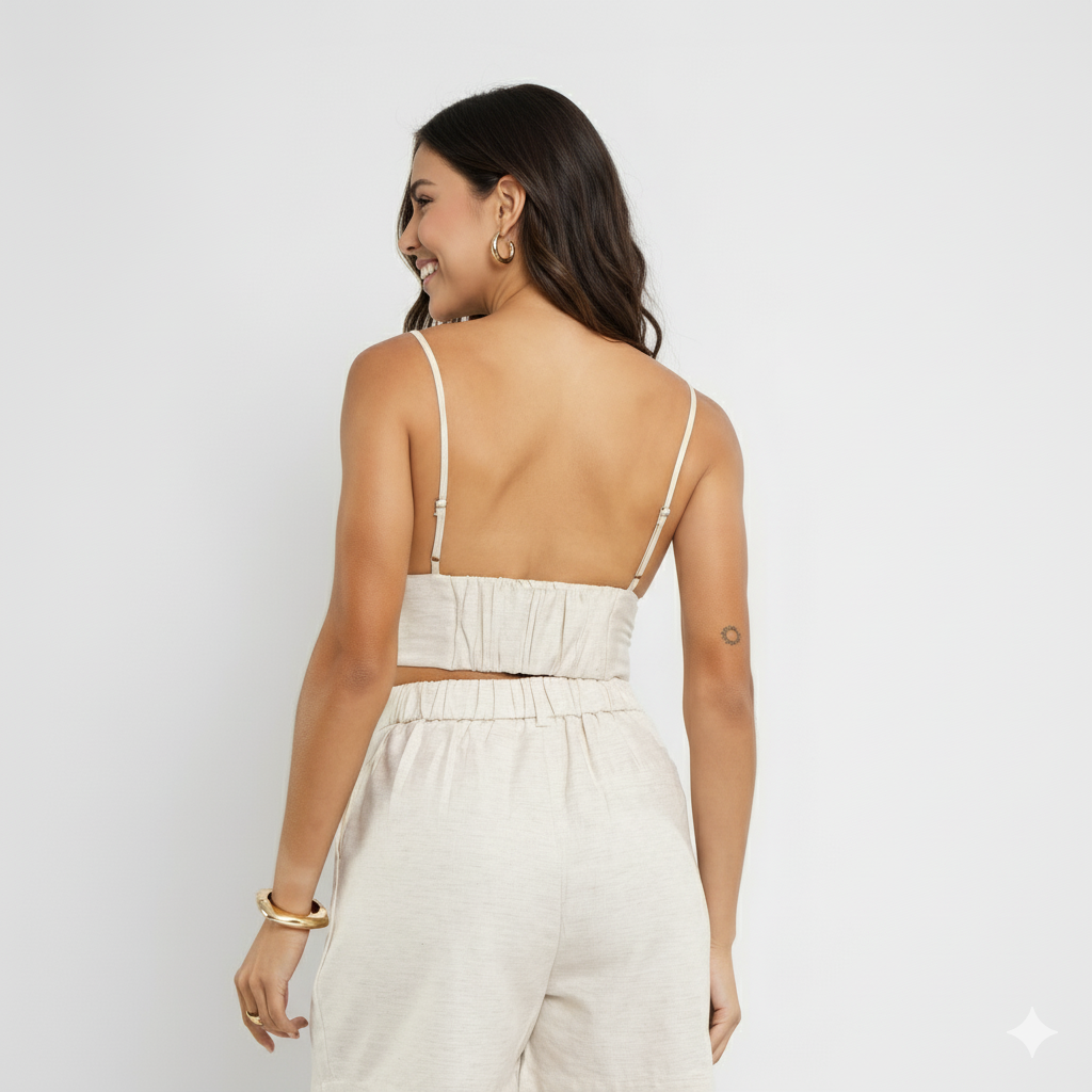 Top Feminino de Linho com Seda – Estilo Alfaiataria e Toque Sofisticado TP1838
